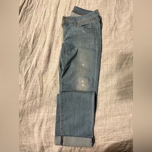 Hudson light denim distressed straight leg jeans